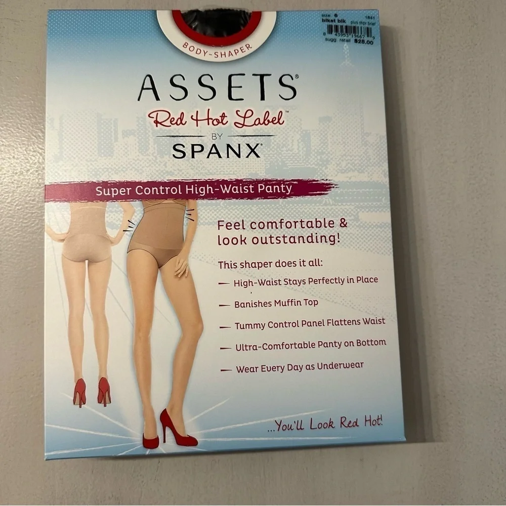Assets Red Hot Label by SPANX Super Control HighWaist Black Brief Panty Sz 6 NWT